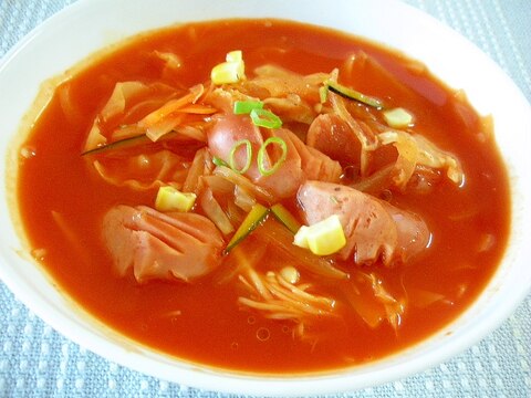 鶏がら塩糀スープで簡単！食べるトマトスープ♪